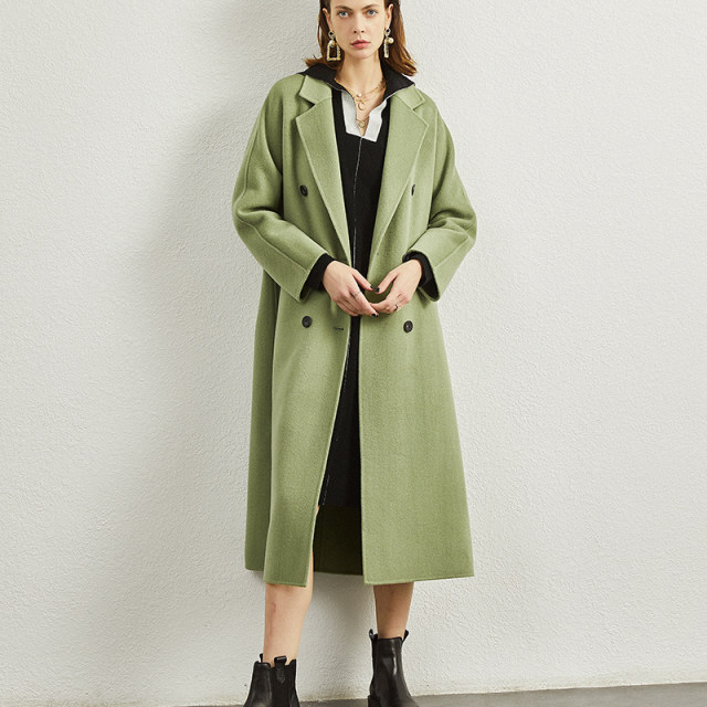 High-end mid-length double-sided cashmere coat