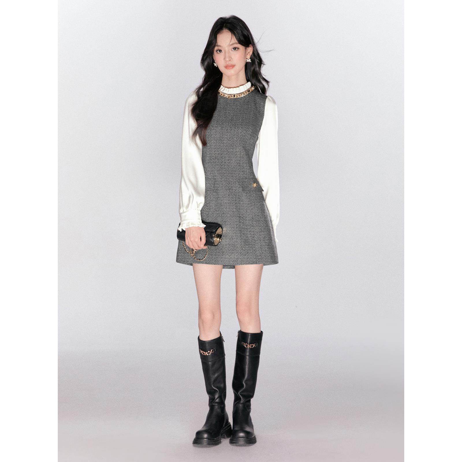 爵莱菲大码新款法式名媛千金风长袖连衣裙女小香风高级a字裙子,淘宝优惠券,粉丝福利购,淘宝优惠卷