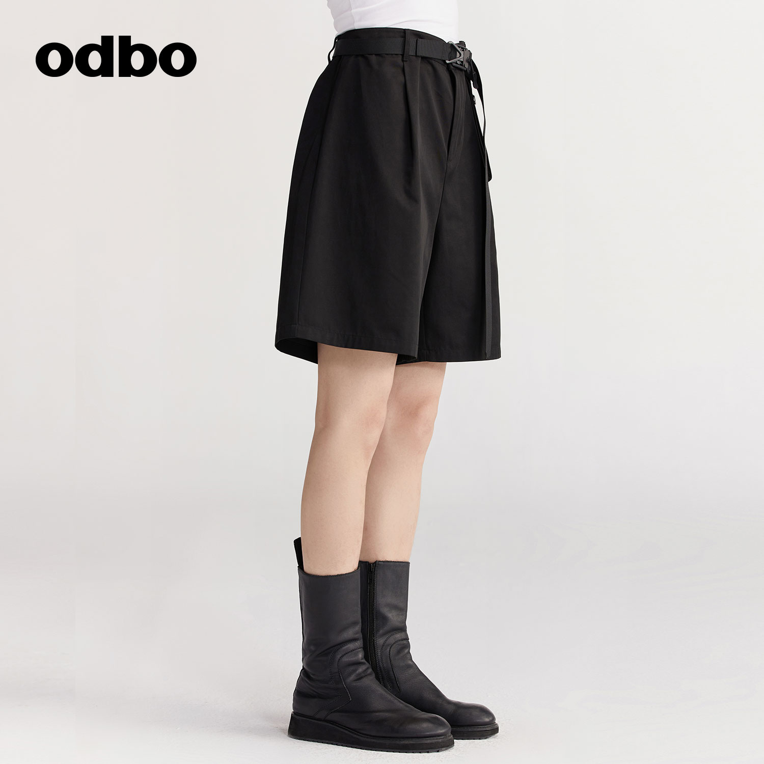 【商场同款】odbo/欧迪比欧工装腰带五分裤2022新款女休闲短裤 - 图0