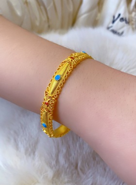 金包银手镯女镂空花丝蝴蝶手镯子