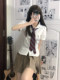 Waist-closed jk shirt college style short sleeves