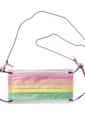 口罩链粉色合金圆珠链爱心挂钩链