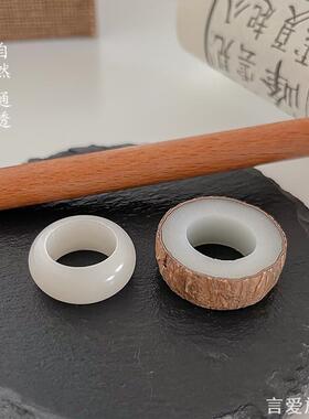 手工自己做白玉菩提戒指diy