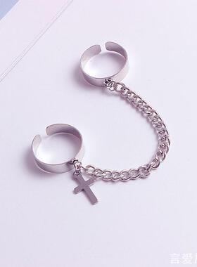 男戒指开口可调节嘻哈小众设计