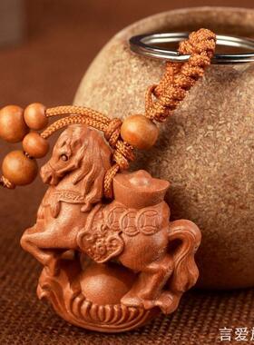 桃木佛祖钥匙扣木质观音布袋佛