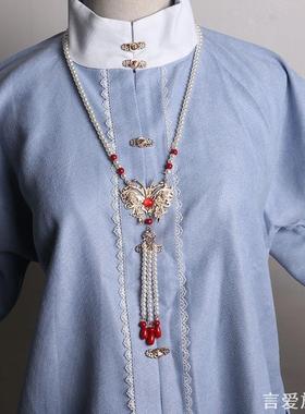 马面裙蝴蝶长流苏软璎珞古风项链