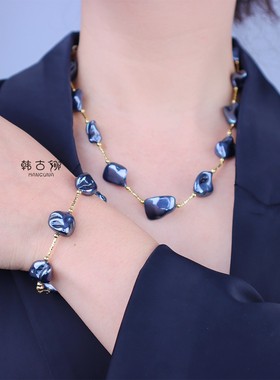 异形巴洛克贝珠黑色珍珠手链女款精致手饰小众设计高级感手串2025