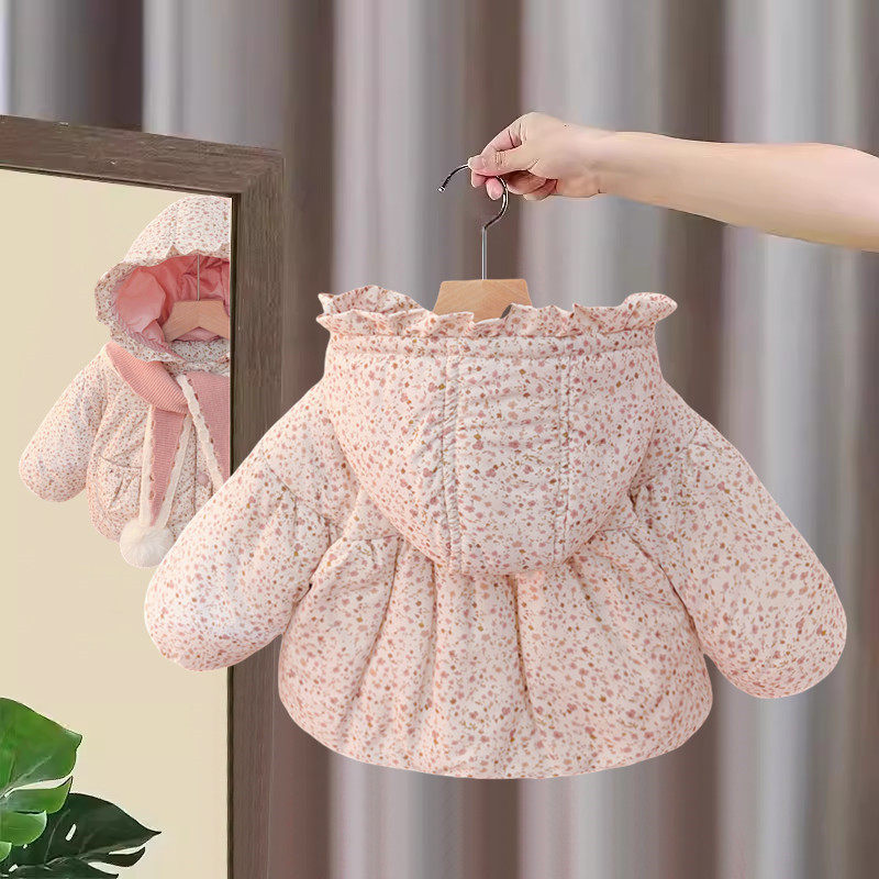 女童秋冬季加绒加厚棉服宝宝保暖棉袄儿童碎花上衣外套洋气冬装潮,淘宝优惠券,粉丝福利购,淘宝优惠卷