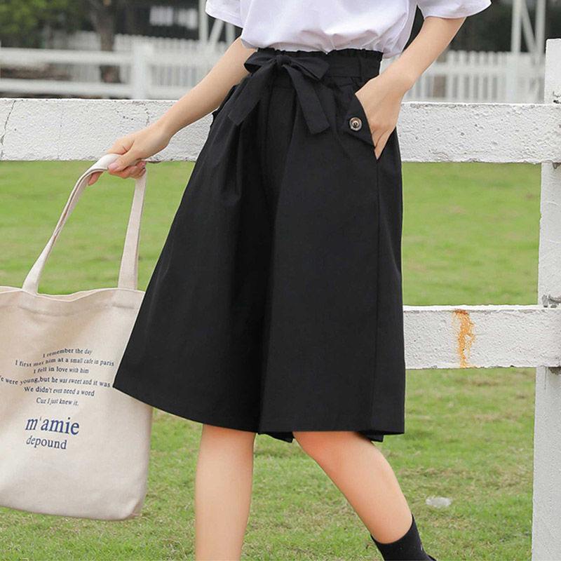 LE真维斯女装2024夏季新款 宽松时尚通勤休闲裤百搭净色女式短裤