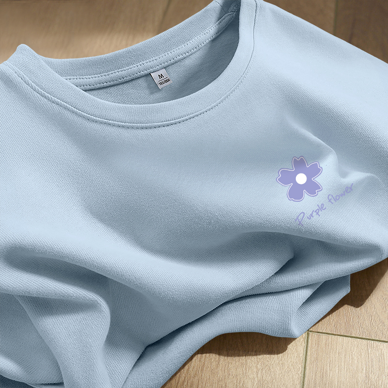 KMV真维斯白色短袖t恤女韩系chic别致上衣纯棉宽松大码正肩女体恤 - 图1