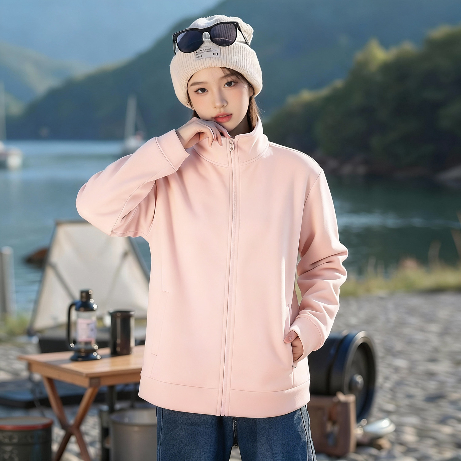 NOW真维斯白色摇粒绒外套女2026新款冬加绒冲锋衣羽绒服内胆开衫,淘宝优惠券,粉丝福利购,淘宝优惠卷