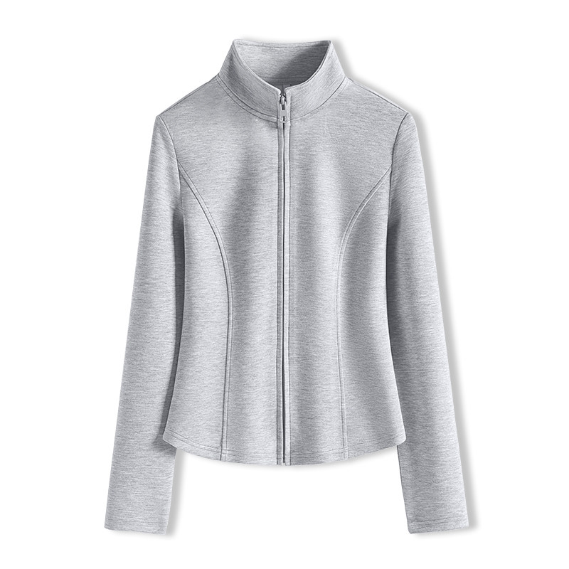 KCV真维斯灰色立领开衫外套女2026新款春秋修身卫衣收腰显瘦上衣,淘宝优惠券,粉丝福利购,淘宝优惠卷