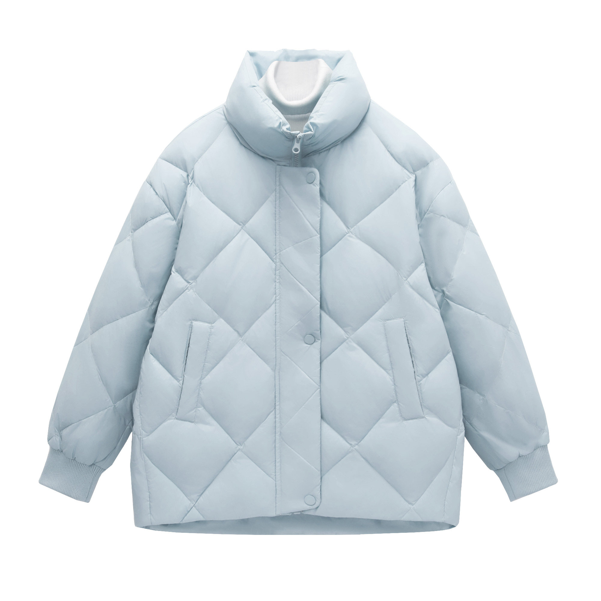 LBH真维斯小香风羽绒服女2025冬季新款保暖宽松立领菱格外套上衣