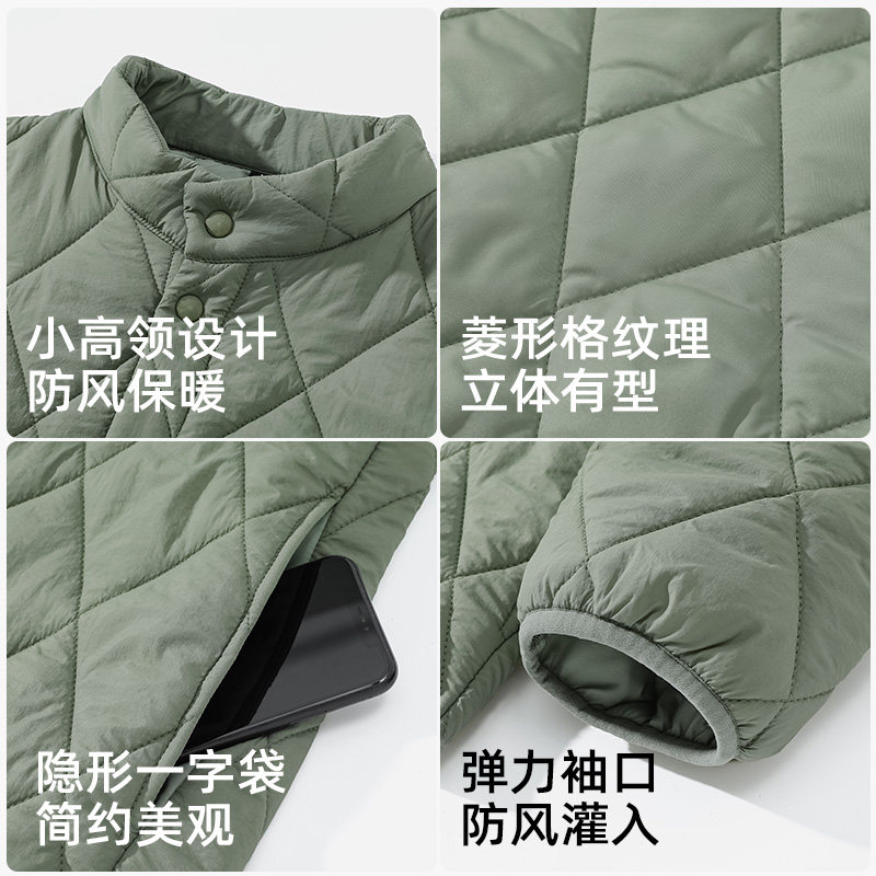 GV真维斯男士轻薄棉服冬季内搭保暖冲锋衣内胆男菱形格立领棉衣A,淘宝优惠券,粉丝福利购,淘宝优惠卷