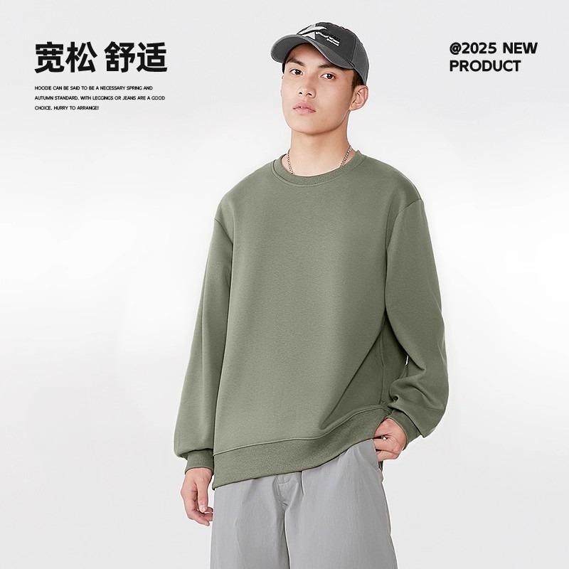 NZP真维斯卫衣男女同款2025秋新款情侣圆领纯色字母通勤宽松上衣