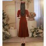 Бордовое цветное ципао, демисезонное вечернее платье, изысканный стиль, по фигуре, подходит для подростков, крой «рыбий хвост»