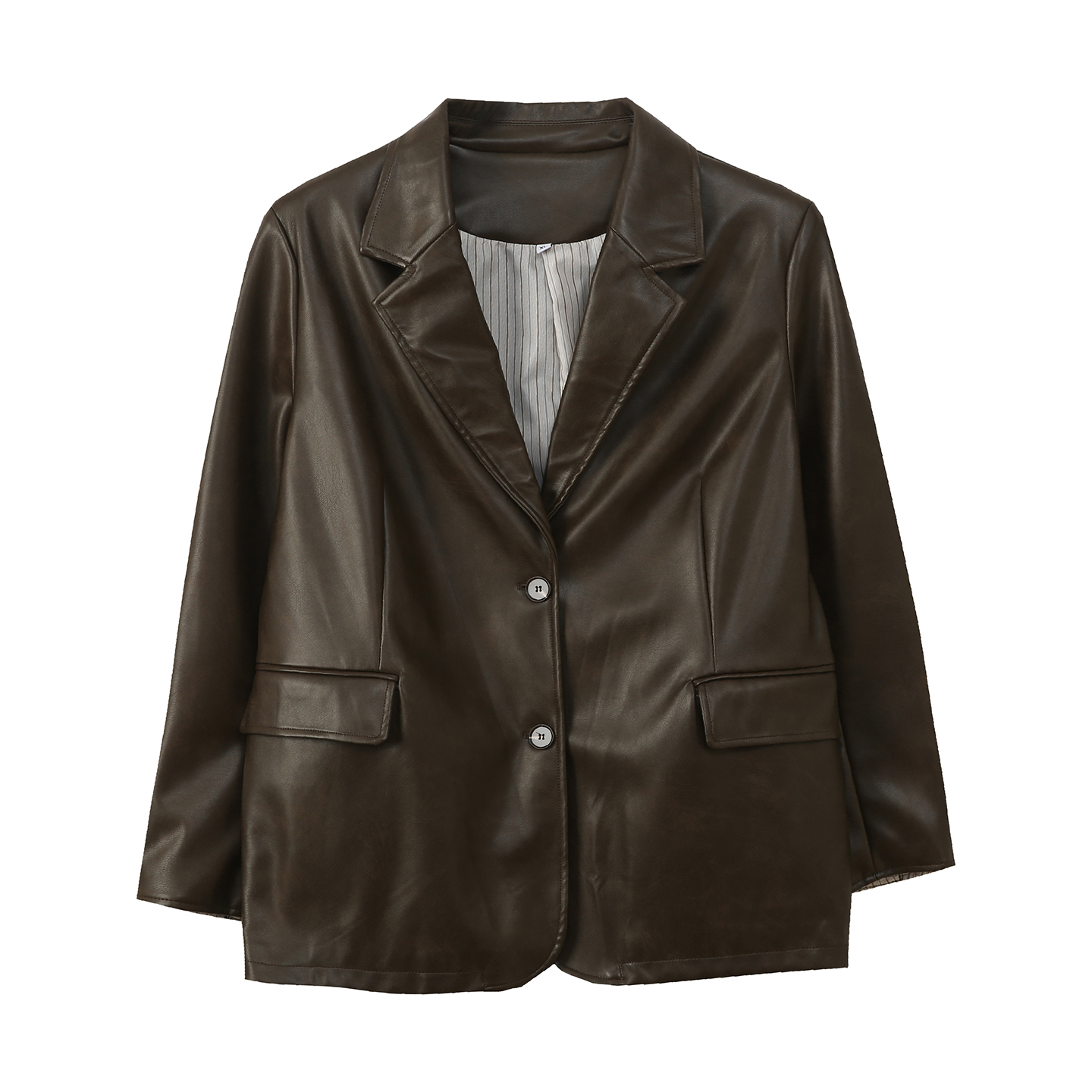 2025秋季新款大码女装胖MM西装复古pu皮衣外套BF风宽松显瘦上衣 - 图3