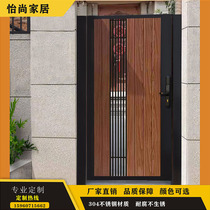 Villa Courtyard Gate Solid Wood Garden Single Double Open Stainless Steel Plastic Wood Countryside Iron Art Entrance customization