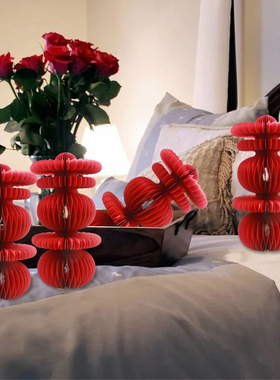 喜字蜂窝客厅婚房装饰摆件摆台