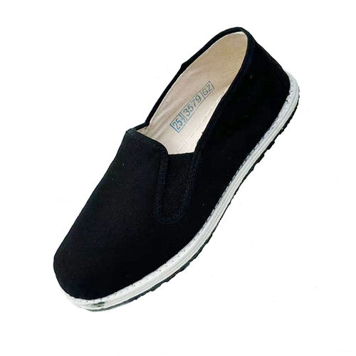 正宗民路宝布鞋老北京板鞋特大号男千层底一脚蹬布底透气防臭舒适 - 图0