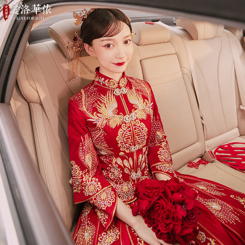 秀禾服新娘2021新款冬季秀禾敬酒服 爱洛华依旗袍