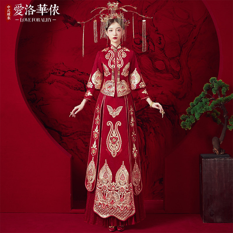 秀禾服新娘2021新款冬季加棉敬酒服 爱洛华依旗袍