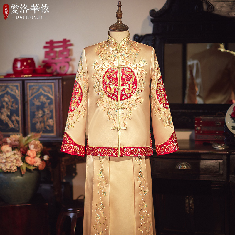 秀禾服男装2020新款中式新郎袍马褂 爱洛华依其他民族服装