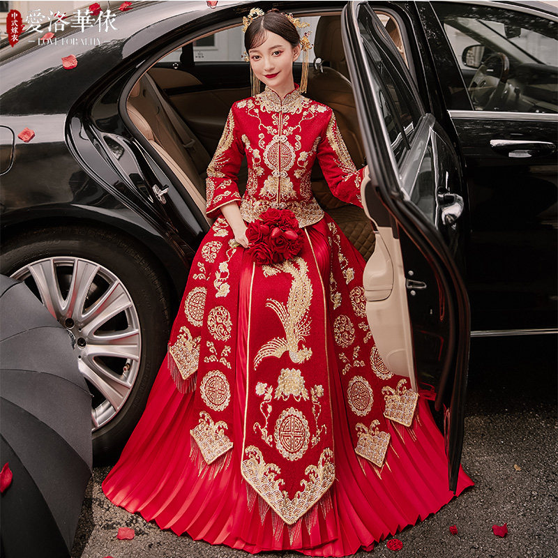 秀禾服新娘2021新款冬季中式敬酒服 爱洛华依旗袍