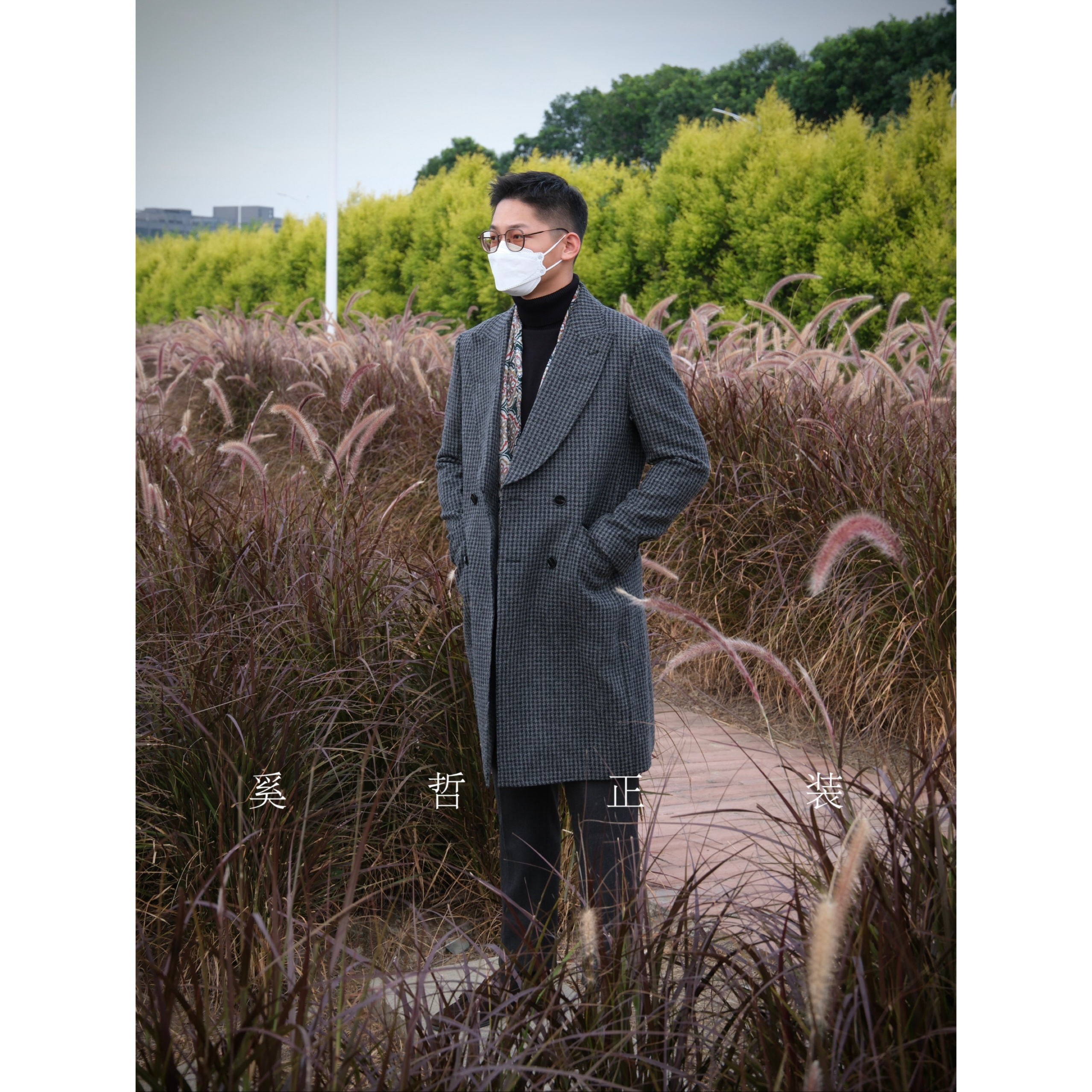 秋冬复古绅士英伦风时髦千鸟格中长款80%厚款羊毛大衣外套 - 图2