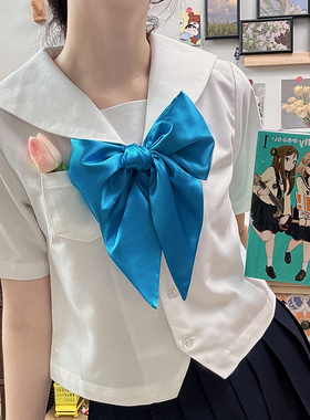 明日同学自制缎光手打直条巾领巾纯色水手服JK制服配饰一件包邮