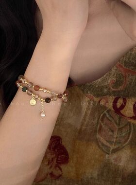 2026新款双层天然石珍珠手链女轻奢高级感叠戴手串小众手绳手饰品