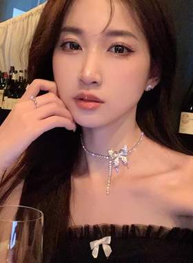 2026新款闪钻蝴蝶项链女流苏轻奢小众设计高级感爆款潮锁骨链颈链