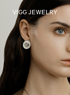 【VIGG】玫瑰印系列 简约气质珐琅原创项链耳钉戒指