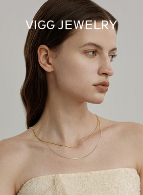 VIGG鎏金项链女双层链2025年新款高级感轻奢小众简约设计配饰品