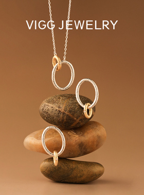 VIGG双星环项链女高级感925纯银