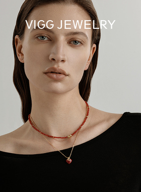 VIGG红韵项链女高级感串珠2025年新款中式风轻奢精致设计配饰品