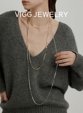 VIGG长蛇骨项链女叠戴高级感轻奢时尚配饰2025年新款潮流小众设计