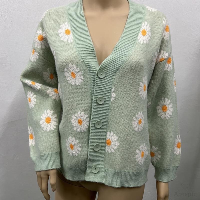 大码开衫毛衣时尚V领针织外套女women plus size knitted jacket