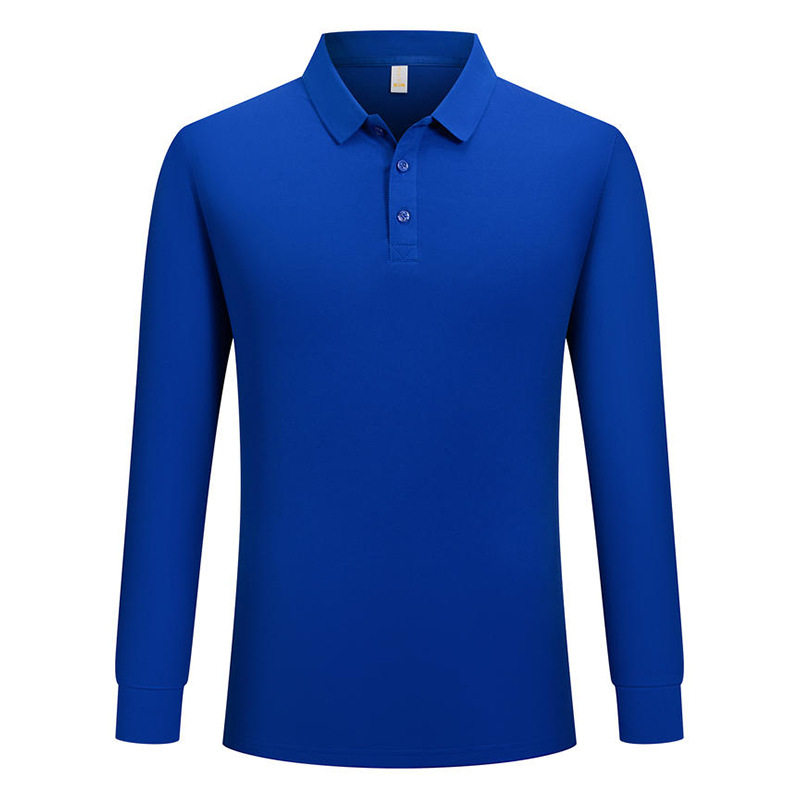 春秋POLO衫工作服t恤男女团体服广告衫印字log纯色冰氧翻领长袖 - 图1
