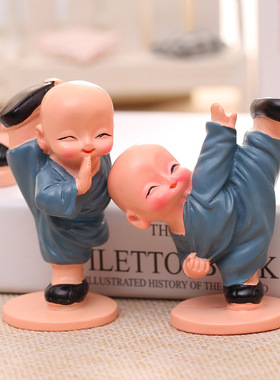 爆款热销四款小和尚少林功夫小子创意树脂公仔家居摆件可车载礼品