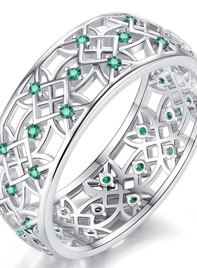 健杰wish欧美跨境创业微镶锆石戒指 精美的镂空花朵情侣戒指