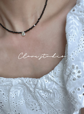 黑尖晶气质设计天然花瓣珍珠项链