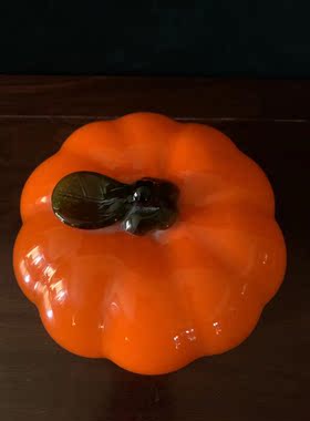 日月堂 民国老上海琉璃南瓜摆件 料器水果玻璃雕花复古西洋老物件