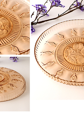 日月堂玻璃茶盘橙色民国古董古玩