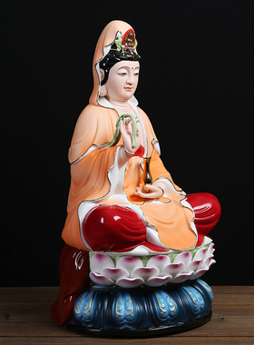 坐莲德化菩萨陶瓷供奉观音佛像