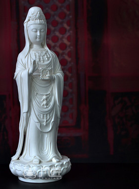 立式观世音菩萨佛像德化白瓷