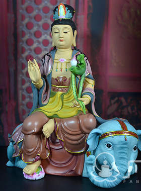 供奉风水文殊普贤菩萨德化陶瓷