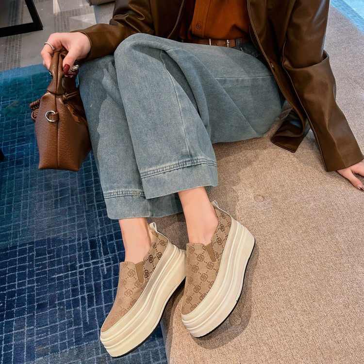 真皮厚底深口单鞋高跟增高厚底乐福鞋一脚蹬懒人鞋帆布休闲跑步鞋,淘宝优惠券,粉丝福利购,淘宝优惠卷