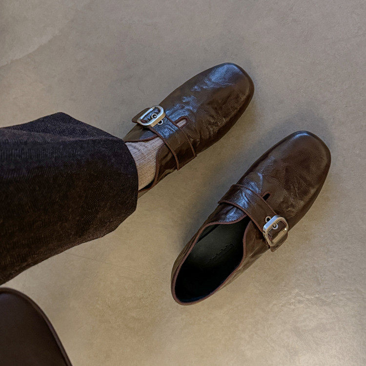 超软小羊皮方头单鞋女2026春季新款复古平底一字带玛丽珍皮鞋,淘宝优惠券,粉丝福利购,淘宝优惠卷