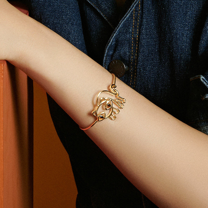 hefang何方珠宝猫咪手镯925女手环 HEFANG Jewelry手镯